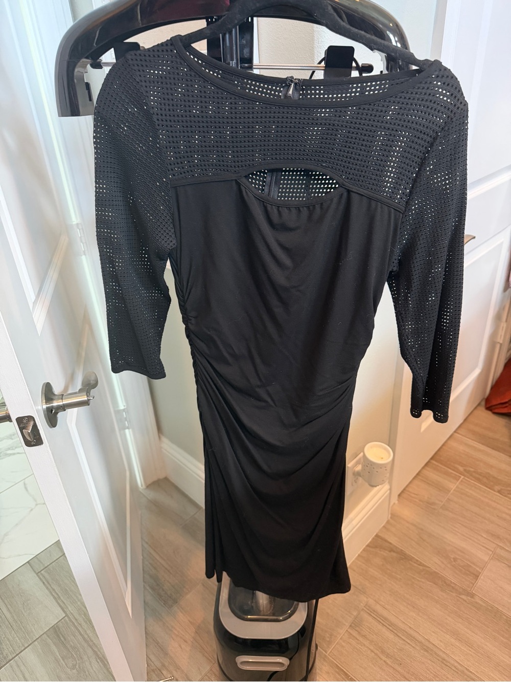 Cache Black Women's Long Sleeve Ruched Dress